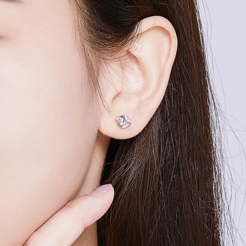 (slika za) Srebrni uhani s poljubljajočimi se ribicami v stilu Pandora - BSE204 - Ogled 6