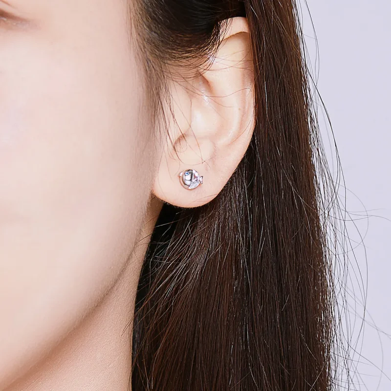 (slika za) Srebrni uhani s poljubljajočimi se ribicami v stilu Pandora - BSE204 - Ogled 8