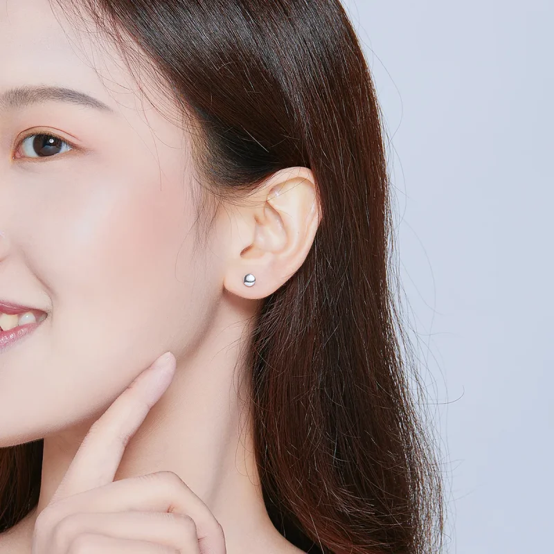 (slika za) Srebrni uhani s preprostim fižolom v slogu Pandora - SCE705-A - Ogled 6