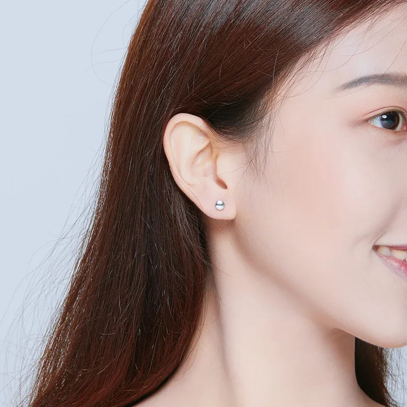 (slika za) Srebrni uhani s preprostim fižolom v slogu Pandora - SCE705-A - Ogled 7