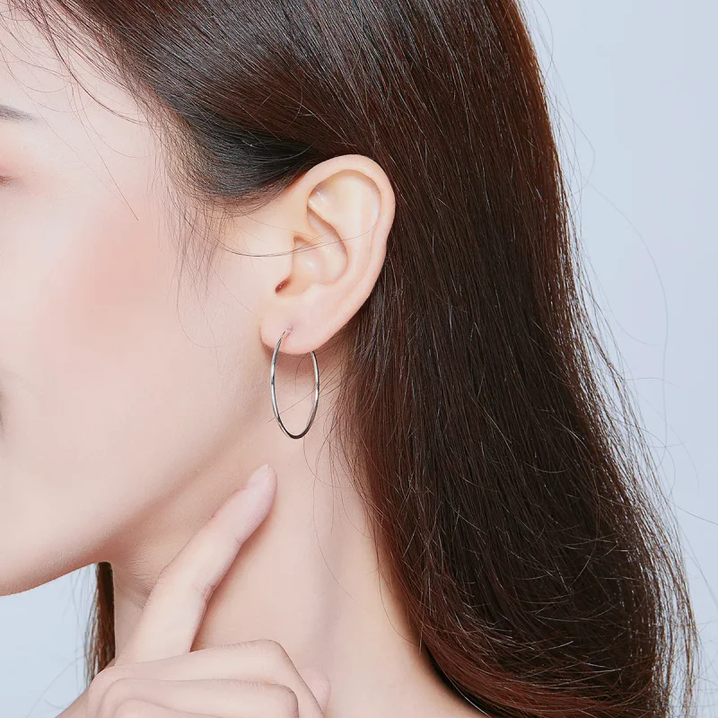 (slika za) Srebrni uhani s preprostimi linijami v slogu Pandora - SCE710 - Ogled 5