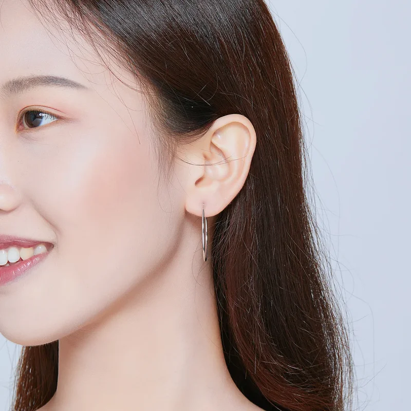 (slika za) Srebrni uhani s preprostimi linijami v slogu Pandora - SCE710 - Ogled 7