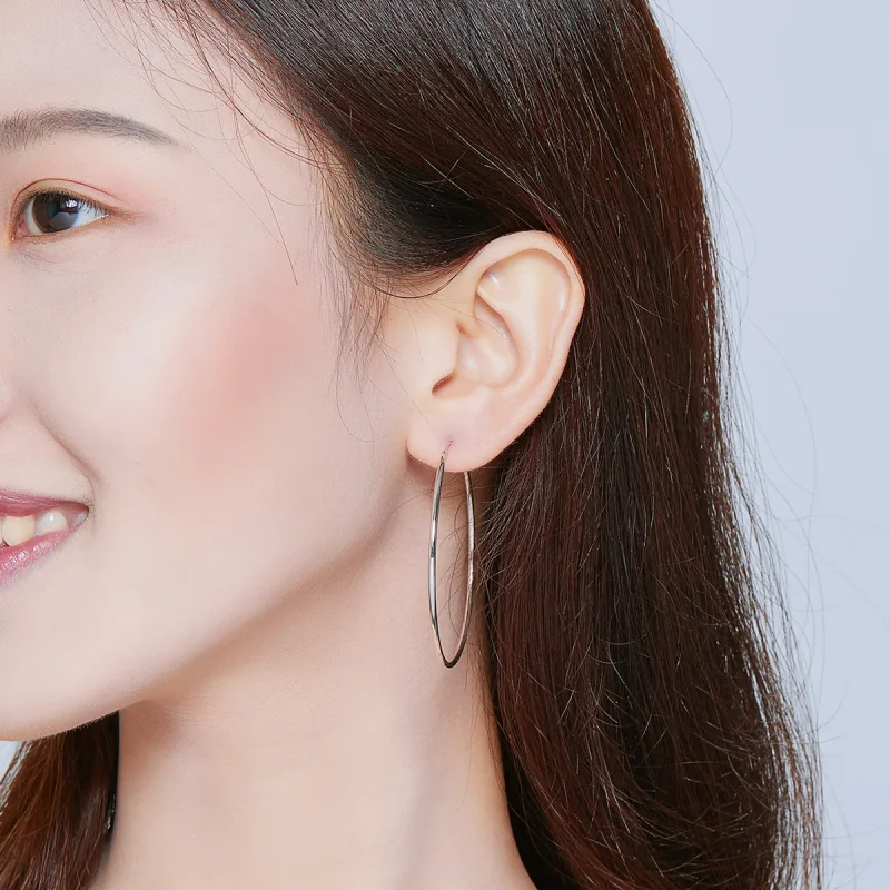 (slika za) Srebrni uhani s preprostimi linijami v slogu Pandora - SCE711 - Ogled 5