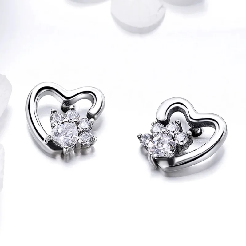 (slika za) Srebrni uhani s prisrčnimi mačjimi tačkami v stilu Pandora - SCE415 - Ogled 2