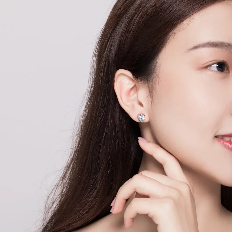 (slika za) Srebrni uhani s srčki v obliki skrbne pasje tačke Pandora - SCE654 - Ogled 7