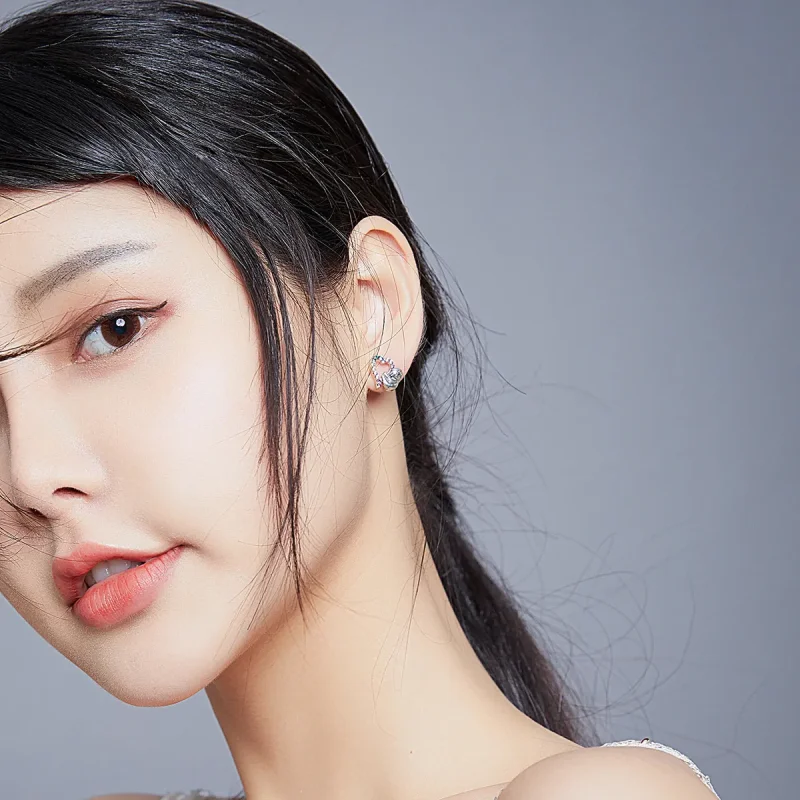 (slika za) Srebrni uhani v obliki srca v obliki srca Pandora Little Sloth Stud - SCE885 - Ogled 5