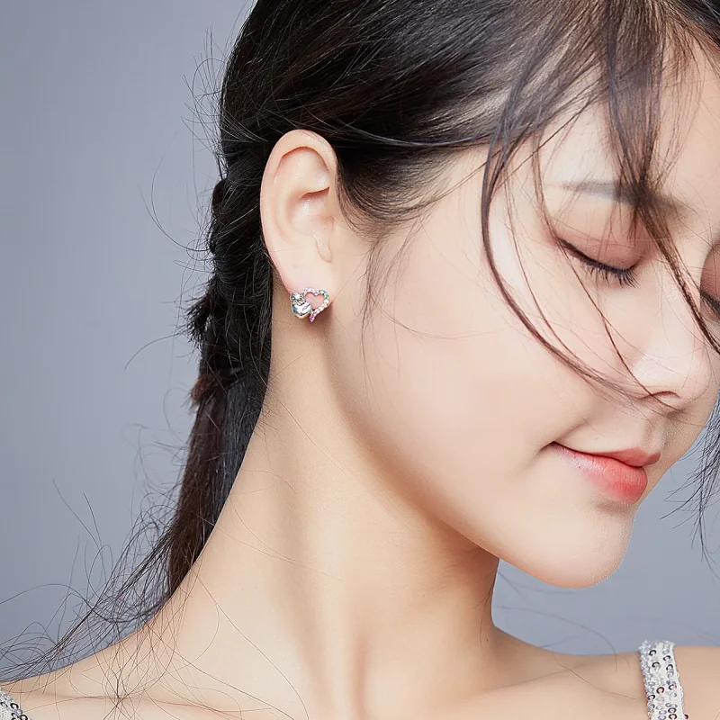 (slika za) Srebrni uhani v obliki srca v obliki srca Pandora Little Sloth Stud - SCE885 - Ogled 6