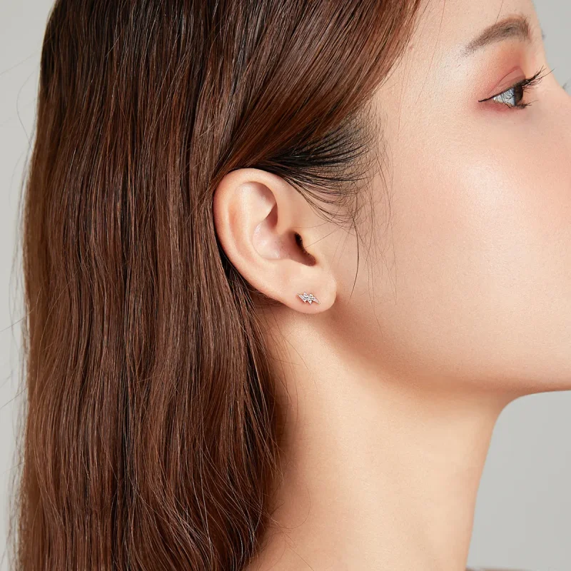 (slika za) Srebrni uhani v obliki strele v stilu Pandora - SCE1007 - Ogled 7