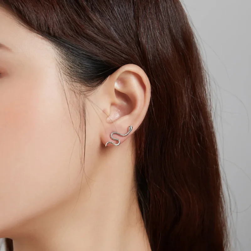 (slika za) Srebrni uhani v slogu Pandora Dance of the Snake Stud - SCE1111 - Ogled 5