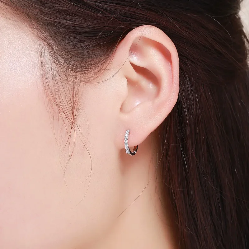 (slika za) Srebrni uhani v slogu Pandora Declaration of Grace - SCE351-1H - Ogled 3