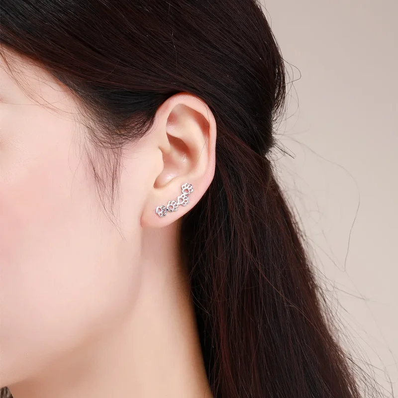 (slika za) Srebrni uhani v slogu Pandora Paw Trail - SCE430 - Ogled 4