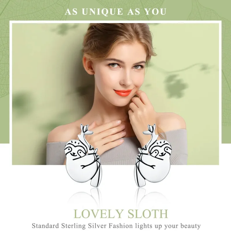 (slika za) Srebrni uhani v slogu Pandora Sloth Stud - SCE327 - Ogled 2