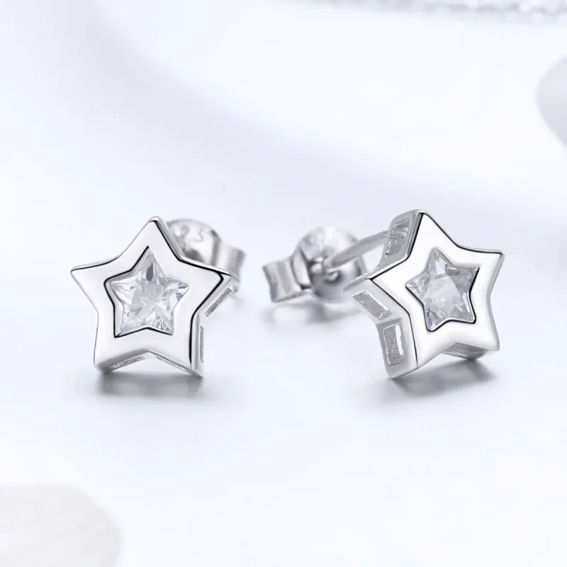 (slika za) Srebrni uhani v stilu Pandora Secret of Stars - SCE437 - Ogled 3
