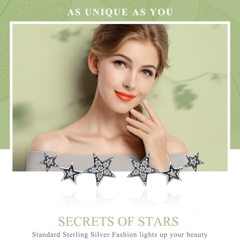 (slika za) Srebrni uhani v stilu Pandora Secrets of Stars - SCE175 - Ogled 2
