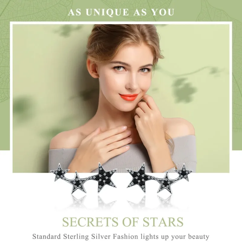 (slika za) Srebrni uhani v stilu Pandora Secrets of Stars - SCE292 - Ogled 2