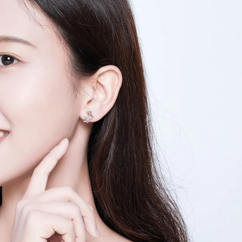 (slika za) Srebrni uhani z zajčki v slogu Pandora - SCE698 - Ogled 7