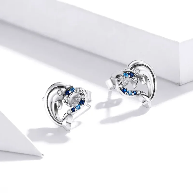 (slika za) Srebrni uhani z žepni v stilu Pandora Dolphin Elves - SCE930 - Ogled 4