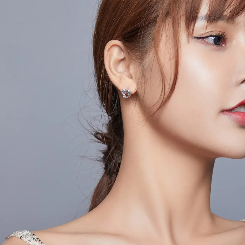 (slika za) Srebrni uhani z žepni v stilu Pandora Dolphin Elves - SCE930 - Ogled 7