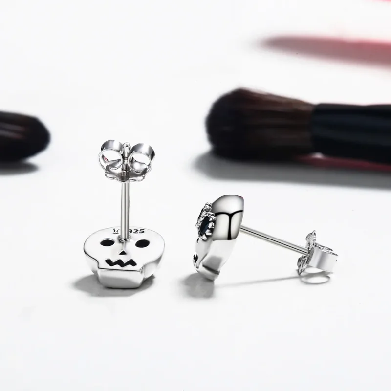 (slika za) Srebrni uhani z lobanjo v stilu Pandora - SCE064 - Ogled 4