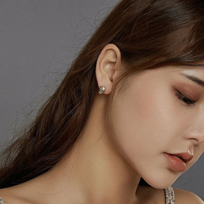 (slika za) Srebrni uhani z lobanjo v stilu Pandora - SCE953 - Ogled 6