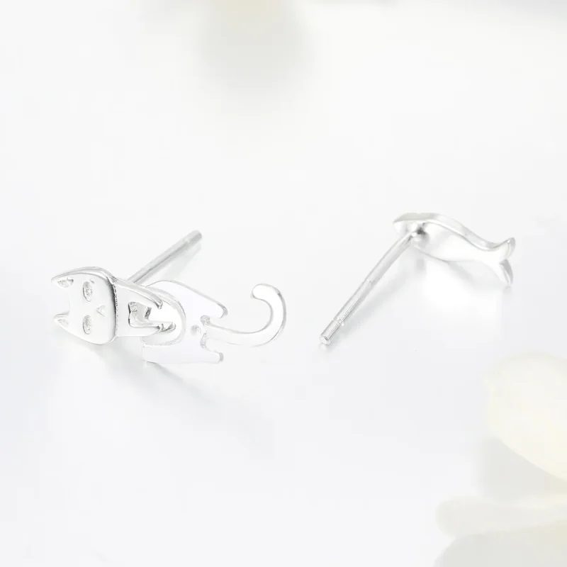 (slika za) Srebrni uhani z mačkami in ribami v stilu Pandora - SCE488 - Ogled 4