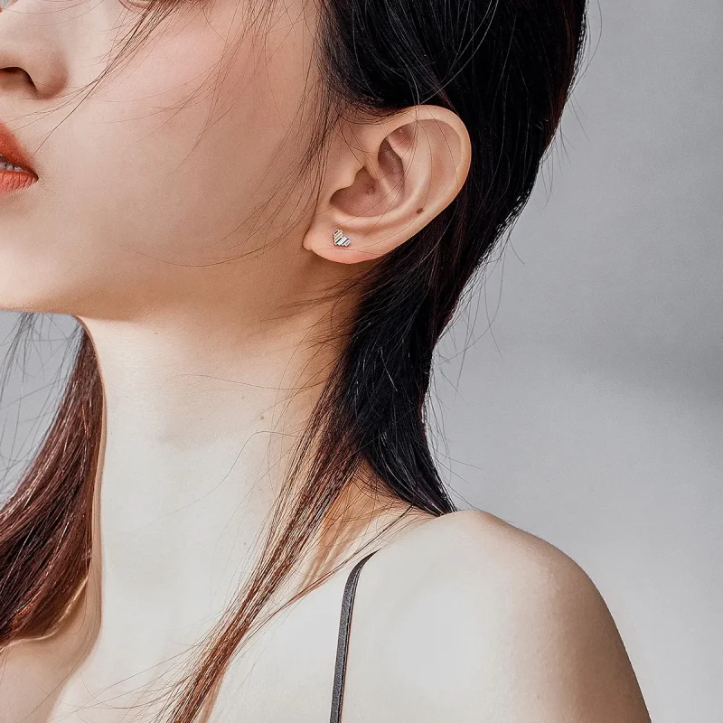 (slika za) Srebrni uhani z mavričnimi srčki v stilu Pandora - SCE787 - Ogled 5