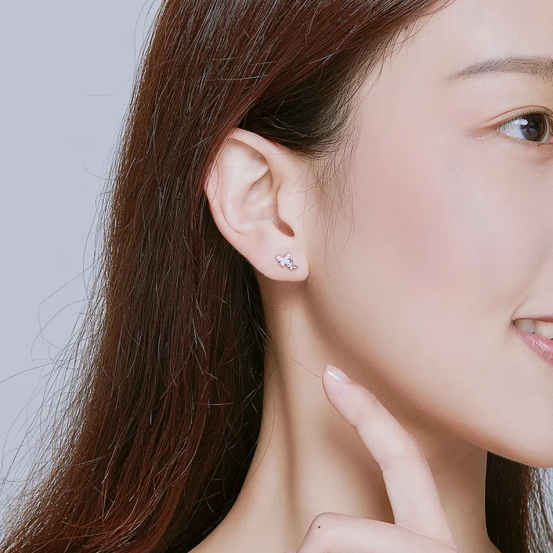 (slika za) Srebrni uhani z metulji v slogu Pandora - BSE236 - Ogled 6