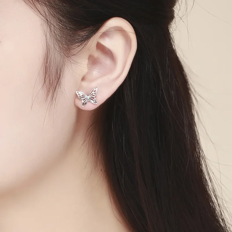 (slika za) Srebrni uhani z metulji v stilu Pandora - SCE452 - Ogled 5