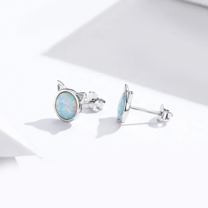 (slika za) Srebrni uhani z mijavkasto zvezdo v stilu Pandora - SCE538-Q - Ogled 4