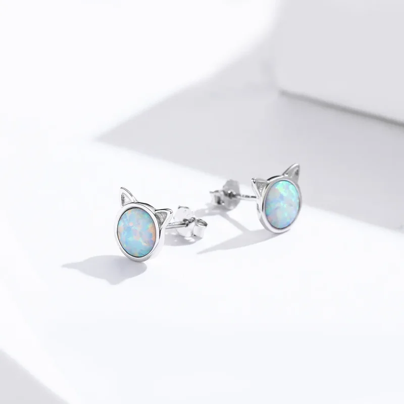 (slika za) Srebrni uhani z mijavkasto zvezdo v stilu Pandora - SCE538-Q - Ogled 5