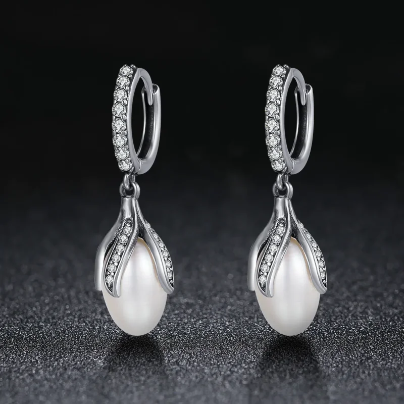 (slika za) Srebrni uhani z mimozo v slogu Pandora - SCE259 - Ogled 2