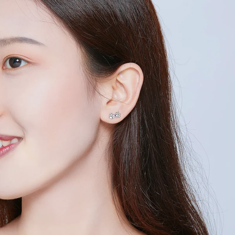 (slika za) Srebrni uhani z odtisi hišnih ljubljenčkov v stilu Pandora - SCE718 - Ogled 8