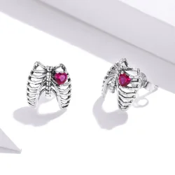 Srebrni uhani z rebri v stilu Pandora - SCE970