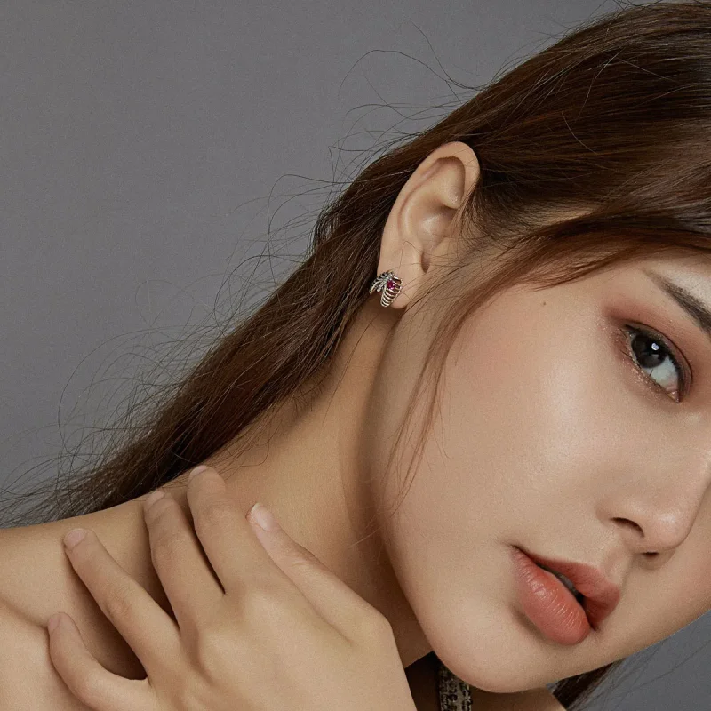 (slika za) Srebrni uhani z rebri v stilu Pandora - SCE970 - Ogled 5