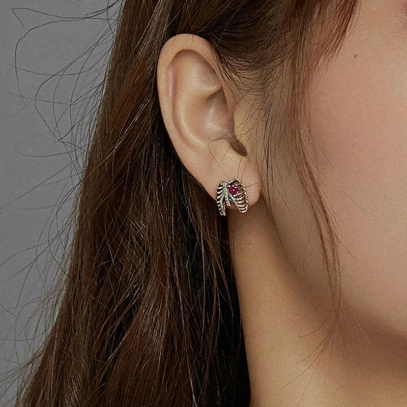 (slika za) Srebrni uhani z rebri v stilu Pandora - SCE970 - Ogled 7