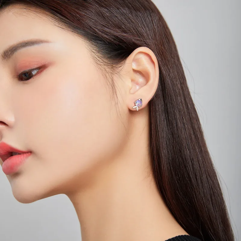 (slika za) Srebrni srebrni uhani z ribicami v slogu Pandora - SCE1028 - Ogled 6