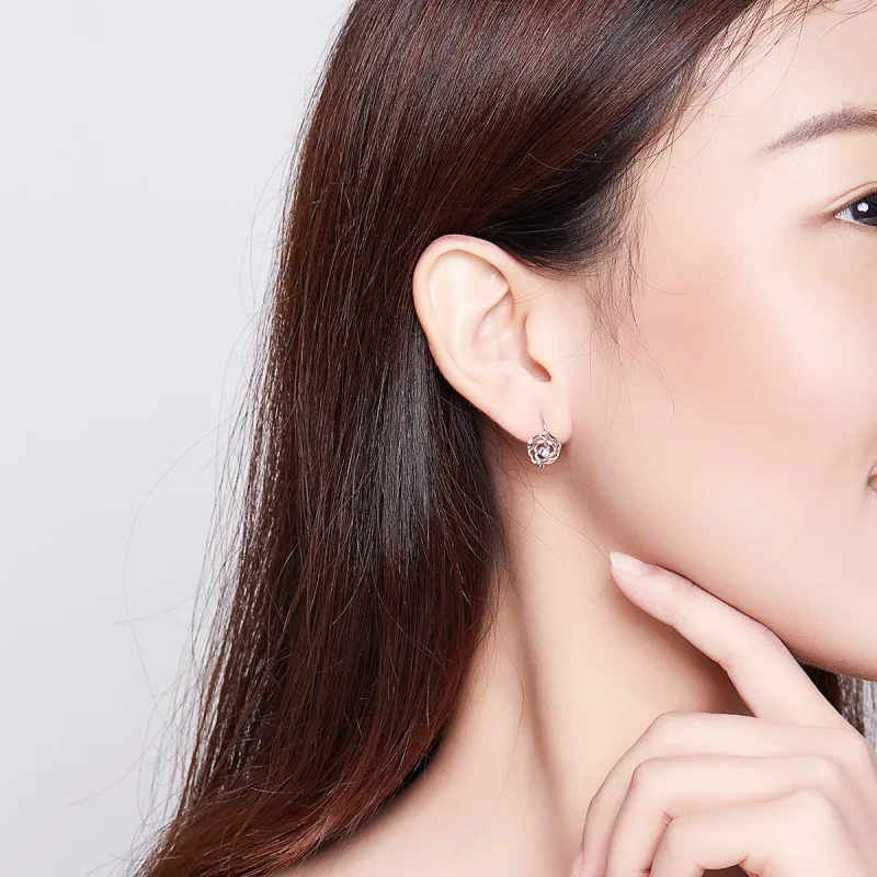 (slika za) Srebrni uhani z vrtnicami v stilu Pandora - SCE745 - Ogled 6