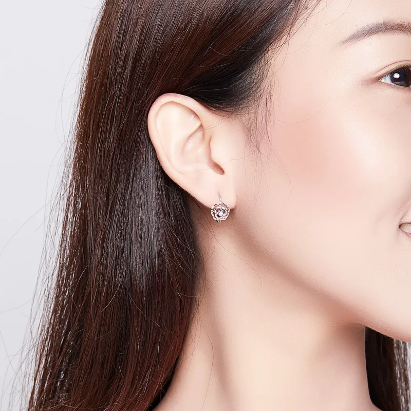 (slika za) Srebrni uhani z vrtnicami v stilu Pandora - SCE745 - Ogled 7