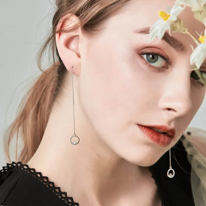 (slika za) Srebrni vedno ljubeči viseči uhani v slogu Pandora - SCE080 - Ogled 2