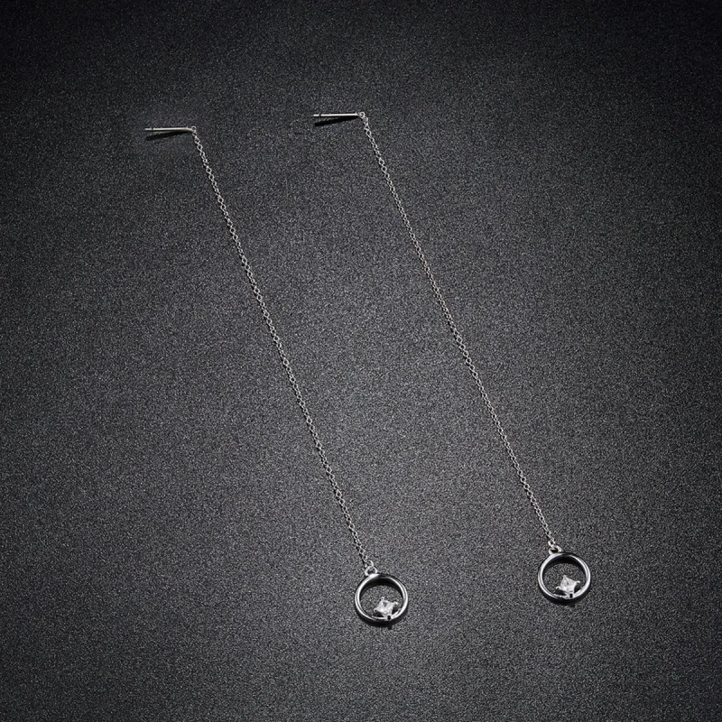 (slika za) Srebrni vedno ljubeči viseči uhani v slogu Pandora - SCE080 - Ogled 3