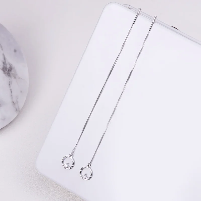 (slika za) Srebrni vedno ljubeči viseči uhani v slogu Pandora - SCE080 - Ogled 5