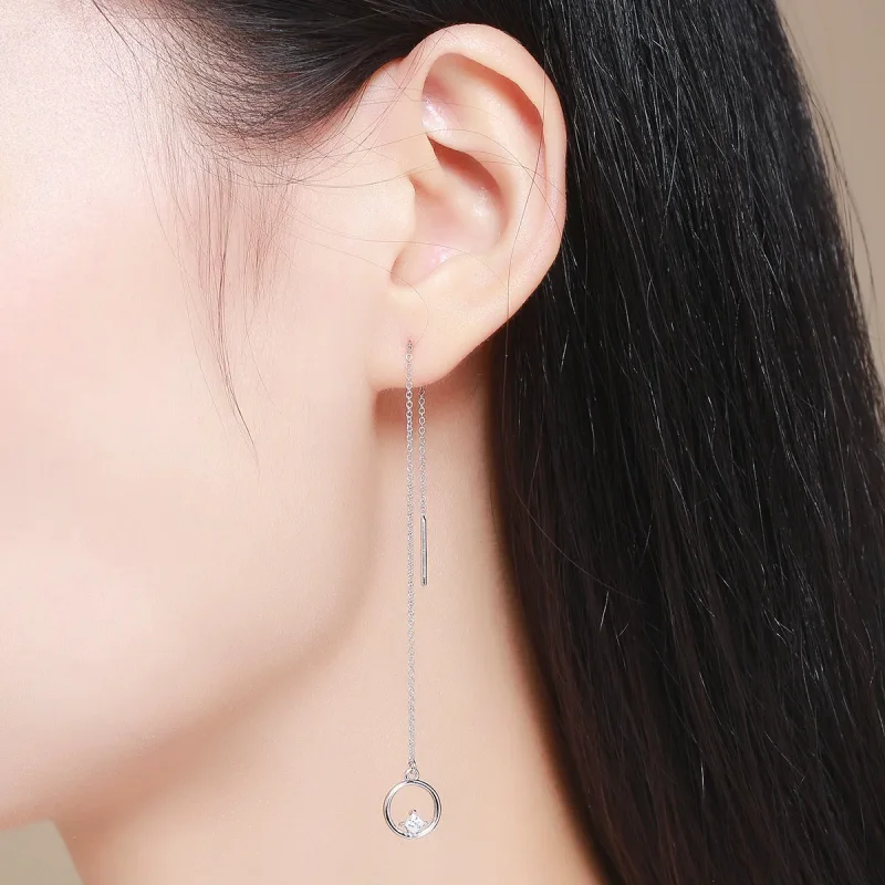 (slika za) Srebrni vedno ljubeči viseči uhani v slogu Pandora - SCE080 - Ogled 6