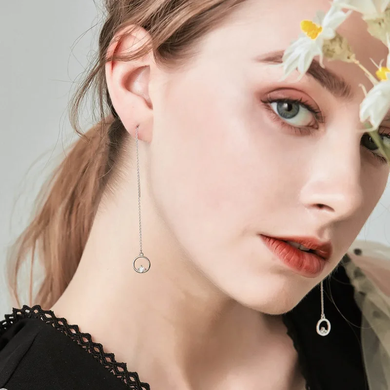 (slika za) Srebrni vedno ljubeči viseči uhani v slogu Pandora - SCE080 - Ogled 7