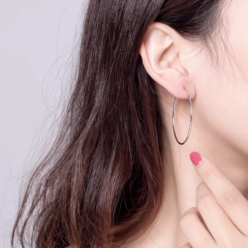 (slika za) Srebrni veliki uhani v slogu Pandora, obročasti uhani - SCE598 - Ogled 4