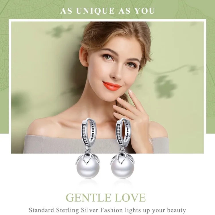 Srebrni viseči uhani Gentle Love v stilu Pandora - SCE482