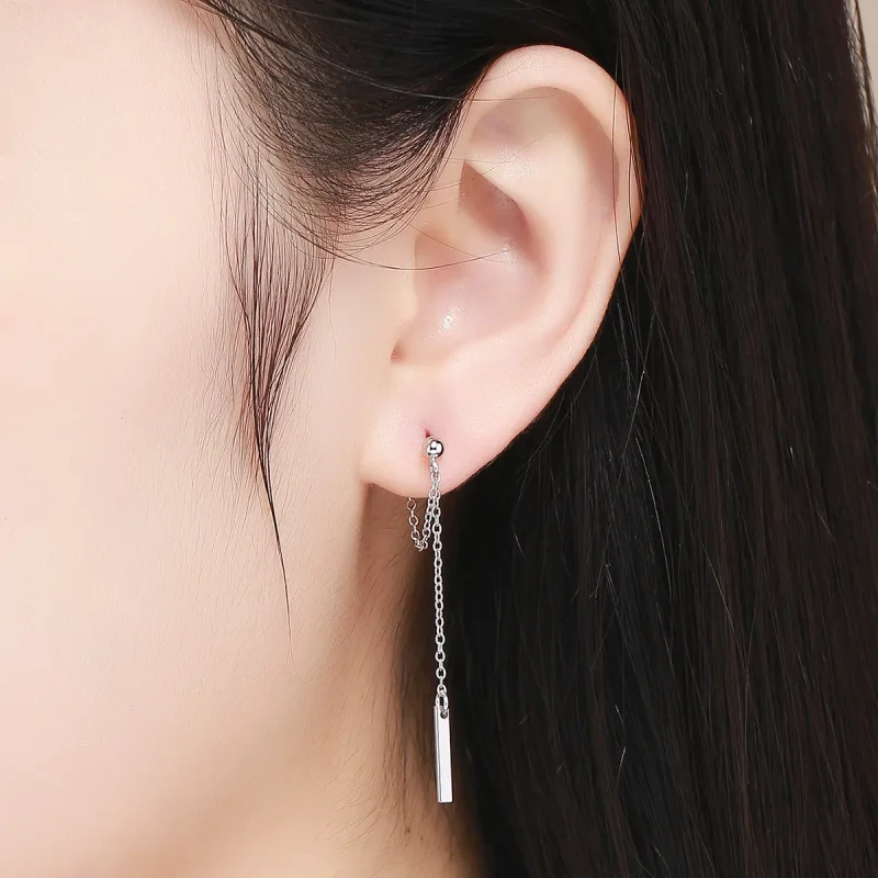 (slika za) Srebrni viseči uhani s svetlobno geometrijo v stilu Pandora - SCE550 - Ogled 4