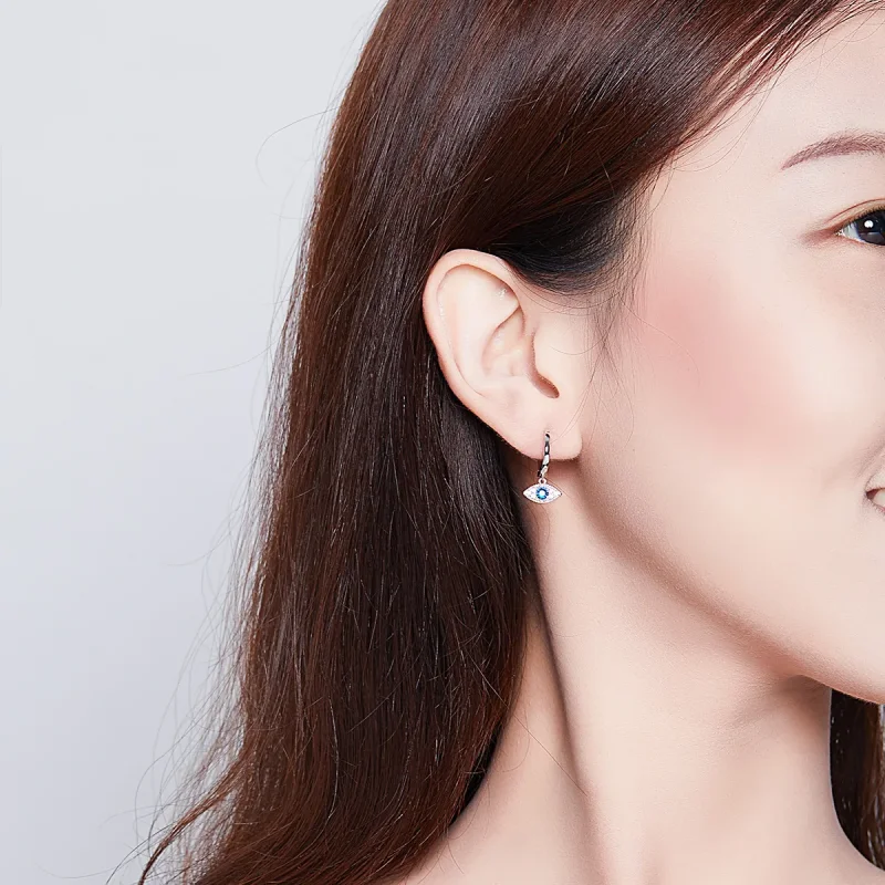 (slika za) Srebrni viseči uhani v slogu Pandora Lucky Eyes - BSE274 - Ogled 5