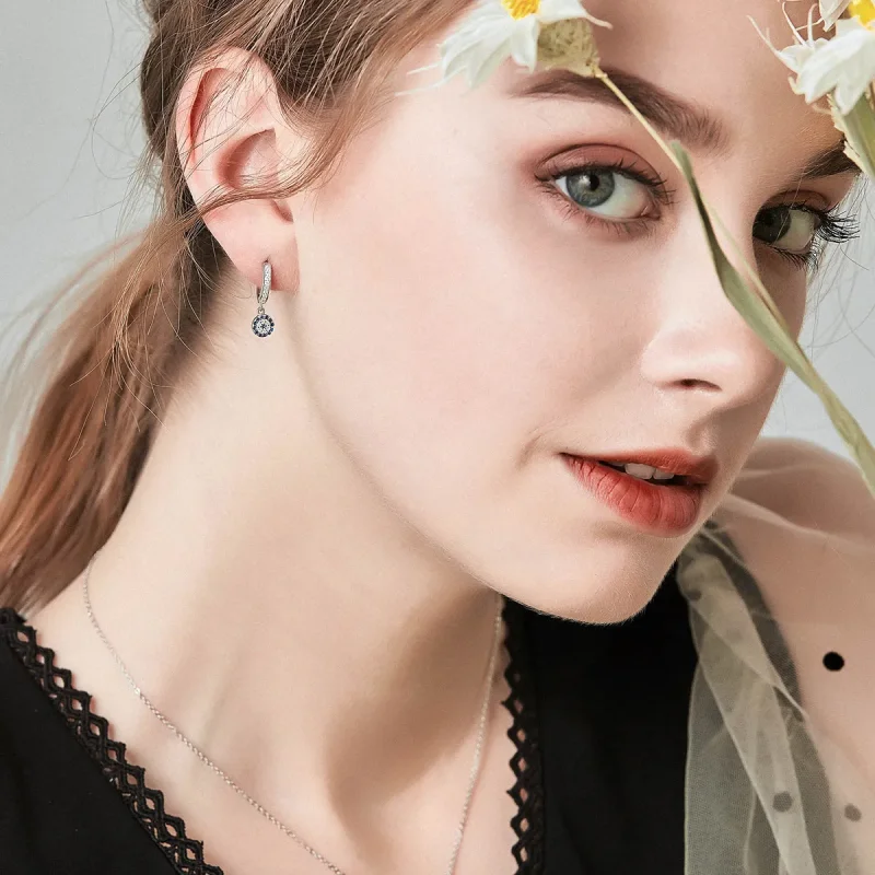 (slika za) Srebrni viseči uhani v stilu Pandora - SCE058 - Ogled 3