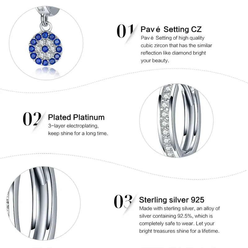 (slika za) Srebrni viseči uhani v stilu Pandora - SCE058 - Ogled 7