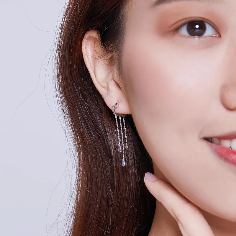 (slika za) Srebrni viseči uhani z deževnimi oblaki v stilu Pandora - BSE220 - Ogled 7